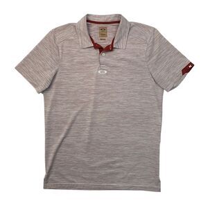 Oakley Polo Shirt Mens S Small Red Gray Regular Fit Spacedye Short Sleeve Golf